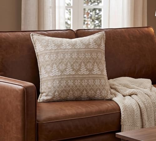 SanVia Cotton Throw Pillow Covers 20x20 – Handwoven Jacquard Texture, Fade-Resistant, No Pilling – Hidden Zipper, Decorative Cushion Cover for Sofa, Couch, Bed – Insert Not Included (Boho, Green) - color: Olive Green, size: 20" x 20"