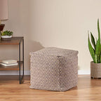 Foamma Pouf Ottoman Grey+Brown, 15"x15"x15" - Square Ottoman Foot Rest for Living Room and Bedroom, Pouf Footstool, Foot Rest for Couch, Boho Furniture for Home - color: Grey + Brown