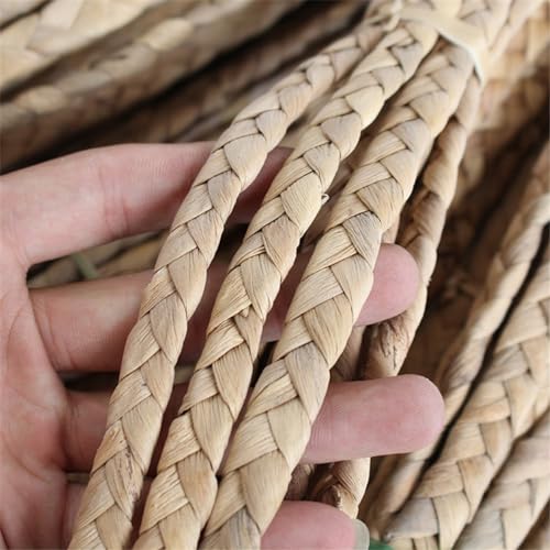 Czsycdsf 10 Meter 3 Strand Fiber Natural Corn Husk Braid Weave Braid Materials, Rattan Weave Material Basket Weaving Reed Weaving Supplies Rope for Crafts, DIY Projects and Repair Supplies, 1cm Width - size: 10 Meters (32.8 feet)