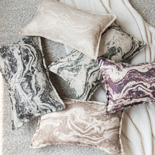 MATTINS Neutral Marble Pillow Covers 12x20 Set of 2, Modern Textured Lumbar Pillow Covers, Luxury Farmhouse Burgundy Pillow Covers, Boho Patterned Decorative Pillow Cover for Couch Sofa Bed Gift Pack - color: Burgundy, size: 20" x 12" (Pack of 2)