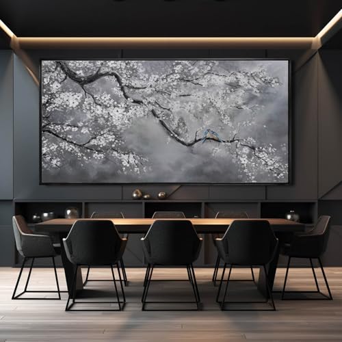 Artexist Flower Canvas Wall Art Black and White Wall Poster Scenery Wall Decor 36"x70" Print Pictures for Dining Room Area Bedroom Artwork - color: Grey, size: 70"L x 36"W