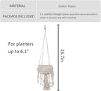 Macrame Plant Hangers with Tassels Indoor Hanging Planters Basket Handmade Cotton Rope Flower Pots Holder Stand Boho Home Decor Outdoor Decorations Round White