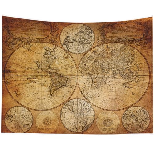 CAPSCEOLL Tapestry World Map, Wall Tapestries Vintage Map Tapestry Wall Hanging Kids Tapestries for College Room Decor 60X50 Inches,Brown Yellow - color: Brown Yellow, size: 60"L x 50"W