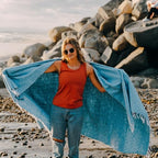 Open Road Goods Solid Color Mexican Yoga Blanket – Large Handwoven Throw for Yoga, Beach, Camping or Home – Soft and Durable Cotton Blend - color: Aqua Blanket