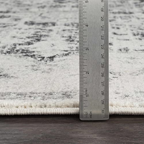 Hauteloom Kaleidoscope Area Rug - Medallion Distressed Floral Border Faded - Traditional Oriental Turkish Transitional Contemporary - Beige, Medium Gray, Charcoal, Gray, White - 2' x 2'11" - color: Peach, Medium Gray, Charcoal / Bordeaux, size: 1'11" x 2'