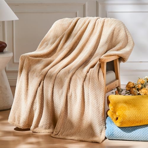 NEWCOSPLAY Super Soft Twin Blanket Brown Premium Silky Flannel Fleece Leaves Pattern Lightweight Bed Blanket All Season Use (Brown, Twin(60"x80")) - color: Brown, size: Twin(60"x80")