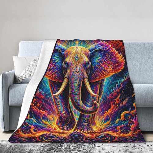 Elephant Blanket Gifts for Women Kids, Space Galaxy Flannel Blankets, Warm Cozy Soft Throw for Bedroom, Camping, Couch, Decor 40x50 in - color: Elephant, size: 40"x50"
