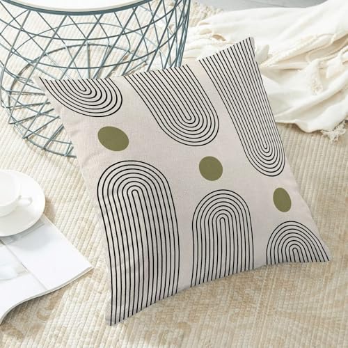 Boho Mid Century Pillow Covers 18x18 Inch Set of 2, Abstract Simple Green Sun Arch Decorative Throw Pillowcase Boho Modern Outdoor Farmhouse Cushion Cover for Sofa Couch Bed Living Room Decor - color: Boho9, size: 18" x 18" (Pack of 2)
