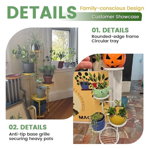 TOSKING 5-Tier Metal Plant Stand, Anti-Tip Round Base for Pots, Child & Pet Friendly, Space Saving Corner Shelf Flower Pot for Indoor Outdoor Use, Living Room Balcony Garden Patio Bedroom (Blue, 38in) - color: Blue, size: 5tier Rd Base