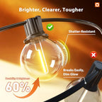 addlon Outdoor String Lights 100FT G40 with APP Control, 54 LED Shatterproof Bulbs, Dimmable Patio Globe Lights Waterproof, Hanging Outside Lighting for Backyard, Garden, Deck, Balcony, Café - size: 100FT(Smart)