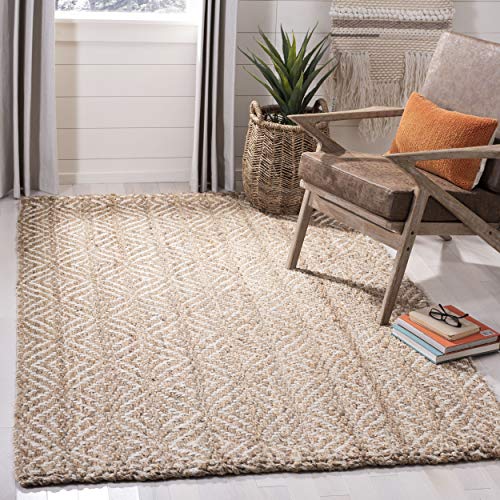 SAFAVIEH Natural Fiber Collection Accent Rug - 3' x 5', Natural & Ivory, Handmade Boho Farmhouse Woven Jute, Ideal for High Traffic Areas in Entryway, Living Room, Bedroom (NF185A) - size: 3' x 5' (Rectangular)