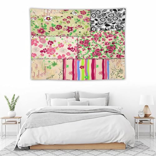 Kurtect Patchwork Floral Tapestry,Retro Style Boho Colorful Farmhouse Flower Botanical Tapestries for Party Beach Picnic Blankets Tablecloths Living Room Wall Deocr, 30x40 in - color: style-5, size: 40"L x 30"W