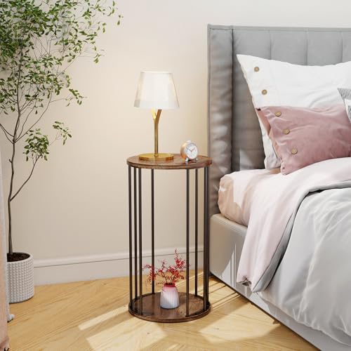 Plant Stand Indoor,small plant stool,Flower Pot Corner stand holder,Mid Century Heavy Duty Metal Tall Home Decor,Modern Round End Table,Small Rustic Display Stand for Living Room,Bedroom(Brown,21In) - color: 55cm brown
