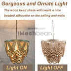Boho Wood Beaded Chandelier Light Fixture，Large 25.5 inch Bohemia Bead Chandelier Rustic Farmhouse Ceiling Light Fixture for Dinning Room Bedroom Living Room (Oak) - color: Oak 25.5"