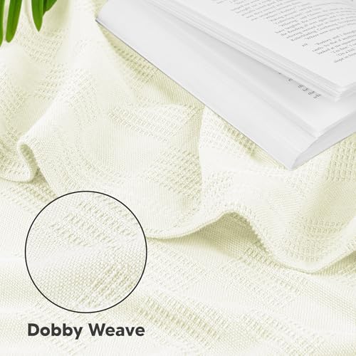 Utopia Bedding 100% Cotton Thermal Blanket Ivory Twin Size Soft, Lightweight, Breathable, Cozy Spring and Summer Blanket for Couch and Sofa, Home Room Decor Gifts for Women and Men (90x72 Inches) - color: Ivory, size: Twin