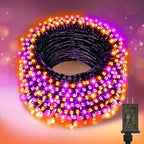 Nisocy 200 LED String Lights Outdoor Waterproof – Purple Orange Fairy Lights with Plug, Connectable Christmas Tree Lights for Patio, Garden, Bedroom, Wedding, Party, Decor (66FT) - style: 66FT, Purple Orange