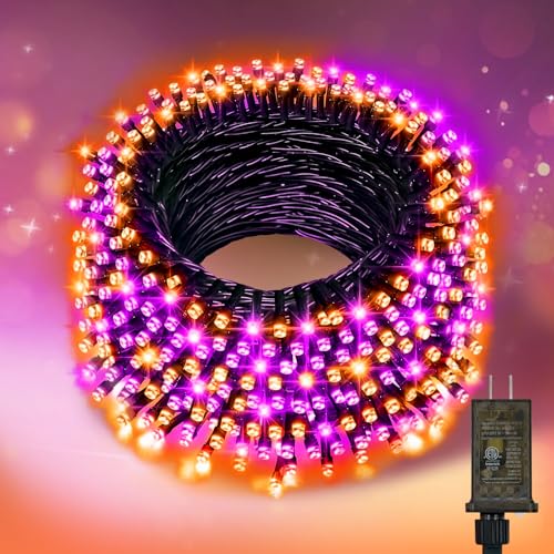 Nisocy 200 LED String Lights Outdoor Waterproof – Purple Orange Fairy Lights with Plug, Connectable Christmas Tree Lights for Patio, Garden, Bedroom, Wedding, Party, Decor (66FT) - style: 66FT, Purple Orange