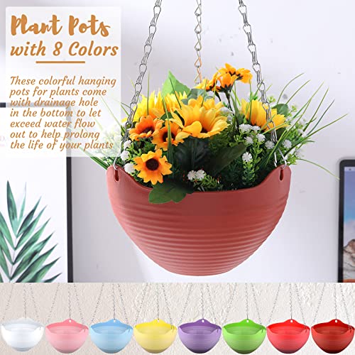 Zopeal 16 Pack Self Watering Hanging Planters, 8 Inch, Colorful, Resin Material with Metal Chain, Suitable for Indoor and Outdoor Plants - color: Colorful