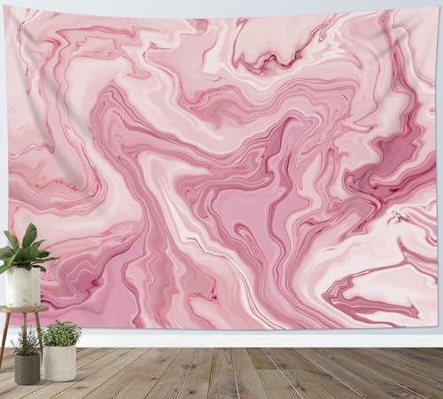 SCECALA Pink Swirl Marble Tapestry Abstract Pink and White Swirl Marble Texture Wall Tapestry Cute Pastel Wall Hanging for Bedroom Living Room College Dorm Photography Party Home Decor 59x51 Inch - color: Pink and White, size: 51"L x 59"W