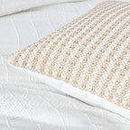 Chezmoi Collection 4-Piece Clip Jacquard Cotton Comforter Set King, Boho Chic Textured Tufted Basketweave Striped Bedding with Textured Woven Pillow Cushion, White - color: Yuki White, size: King