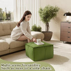 MeMoreCool Stuffed Round Pouf Ottoman Foot Rest, Floor Pouf Foot Stool with Soft Foam Chunk Filling, Small Round Ottoman Footstool Circle Footrest for Living Room - color: Piping Green
