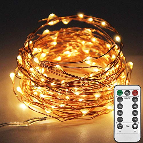 Twinkle Star 33ft 100LED Copper Wire String Lights Fairy String Lights 8 Modes USB Powered with Remote Control for Wedding Party Home Christmas Decoration, Warm White - color: Warm White, size: 33ft