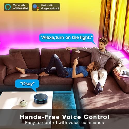 DAYBETTER Smart WiFi Led Lights, 25 FT RGB Led Strip Lights Compatible with Alexa and Google Assistant, App Voice Remote Control Music Sync Color ChangingLED Strip Lighting for Bedroom Room Decor - size: 25FT