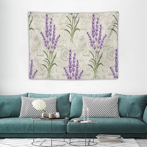 Kurtect Lavender Tapestry,Rustic Vintage Farmhouse Floral Romantic Purple Theme Print Tapestries for Living Room Party Beach Picnic Blankets Tablecloths Wall Decor, 30x40 in - color: Flower-5, size: 40"L x 30"W