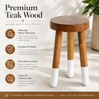 Teak 11.8" Round Dip Dyed Teak Stool | Wood Accent Side Table | Wood Plant Stand (20" Tall White) - color: 20" Tall White