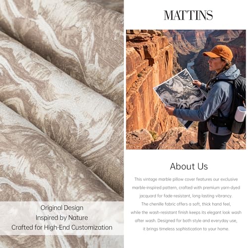 MATTINS Neutral Marble Pillow Covers 18x18 Set of 2, Modern Textured Throw Pillow Covers, Luxury Farmhouse Brown Pillow Covers, Boho Patterned Decorative Pillow Cover for Couch Sofa Bed Gift Pack - color: Light Brown, size: 18" x 18" (Pack of 2)