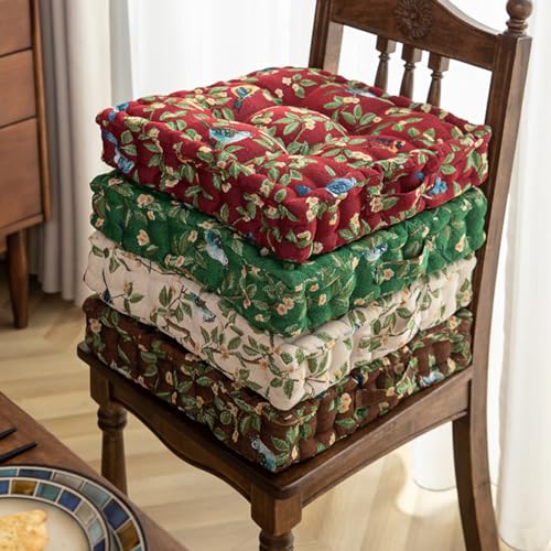 Meditation Floor Pillow Square Floor Seat Pillows Cushions with Handle Bohemian Thicken Chair Pad Yoga Living Room Balcony Outdoor Tatami (Red) - color: Red