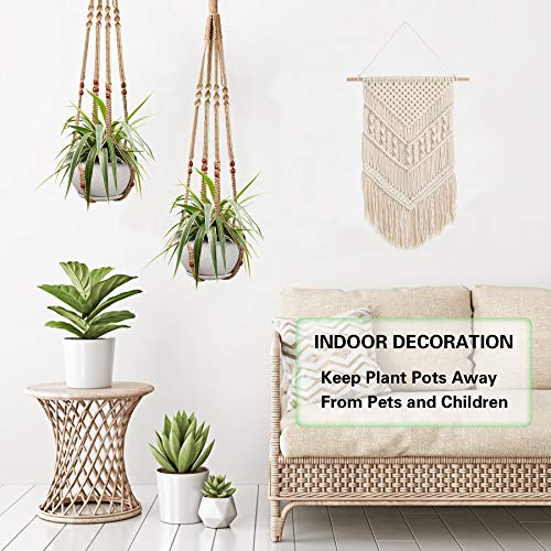 Augshy 2 Pcs Plant Hangers Hanging Plant Holder for Indoor Outdoor Decor Macrame Hanging Planter Basket with 4 Hooks(35 Inch) - color: Brown, size: 35 Inches