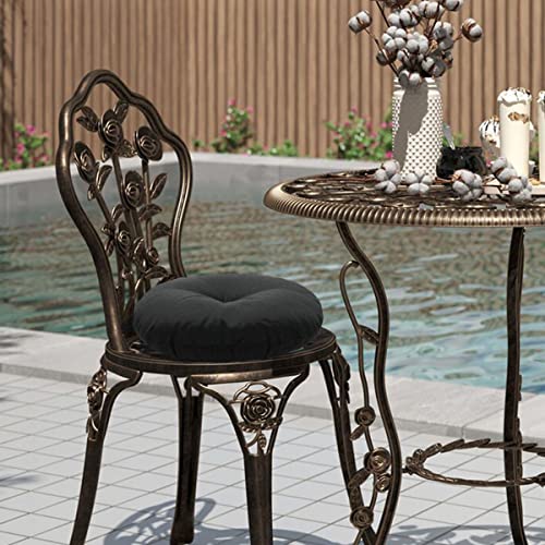 FUNHOME Bistro Chair Cushions 15 inch,Set of 2,Tufted Round Chair Cushions with Ties,15"x15"x4",Water Resistant Round Seat Cushion for Barstool Chairs,Patio Garden Kitchen Outdoor Furniture(Black) - color: Black, size: 15"x15"