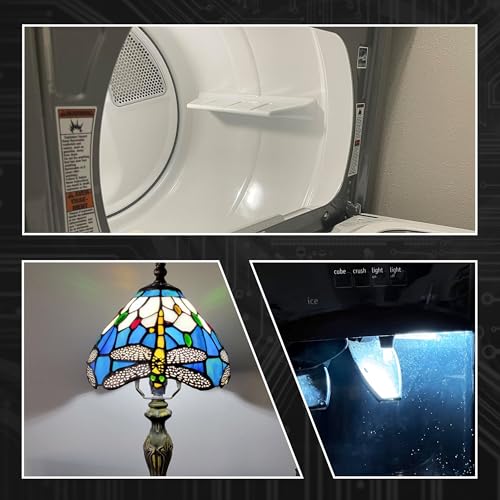 Dryer Light Bulb 120V 10W 25W 40W Equivalent WE05X20431 WP22002263 Appliance Bulb E12 Candelabra Base 2W 300lm 6000K Daylight White for Dryer Drum Water Ice Dispenser Refrigerators Bulb, 2 Pack - color: 6000k Daylight White, size: 2 Watt-Non-dimmable-2 Pa