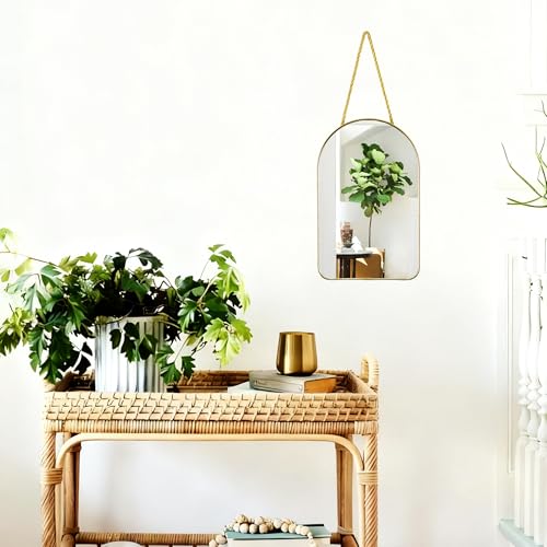 Arched Wall Mirror with Plastic Frame Arched Bathroom Mirror (Gold, 10.24" L x 6.5" W) - size: 10.2"L x 6.5"W