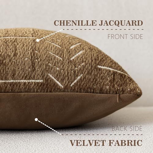 Home Décor Decorative Boho Chenille Throw Pillow Covers, Neutral Lumbar Cushion Covers, Textured Soft Farmhouse Pillowcase for Couch Sofa Bed Living Room, 12×20 Inch, Set of 2, Brown Orange - color: Lion, size: 20" x 12" (Pack of 2)