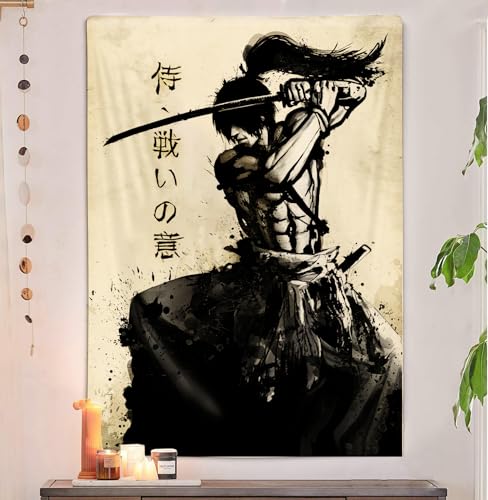 JOKIMAL Japanese Samurai Art Tapestry Poster Wall Art Wall DecorApartmentHome Dorm Wall Decorations for Living Room Bedroom Tapestries 40"x60" - color: Samurai 1