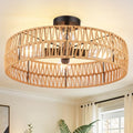 Hamilyeah 20 inch Boho Flush Mount Ceiling Light Fixture, Rattan Ceiling Light Fixture with 4 Light,Woven Light Fixtures Ceiling Mount for Living Room, Bedroom, Kitchen - color: 20INCH Semi Ceiling Light
