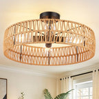 Hamilyeah 20 inch Boho Flush Mount Ceiling Light Fixture, Rattan Ceiling Light Fixture with 4 Light,Woven Light Fixtures Ceiling Mount for Living Room, Bedroom, Kitchen - color: 20INCH Semi Ceiling Light