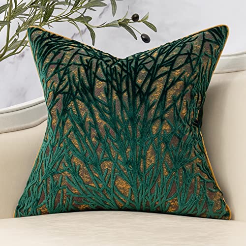 Yangest Green Twigs Throw Pillow Cover Branches Velvet Cushion Case Neutral Pillowcase for Sofa Couch Bedroom Living Room Home Decor,18x18 Inch - color: Green, size: 18" x 18" (Pack of 1)