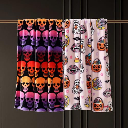 Betsey Johnson - Blanket, Buttery-Soft Throw Blanket for Couch or Bed, Boldly Plush & Oversized Bedding (Skull Ombre Black, 50" x 70") - color: Skull Ombre Black