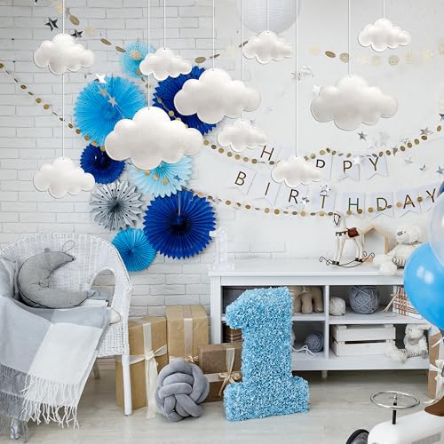 ayfjovs 10pcs 3D Cloud Decoration Hanging Cloud for Ceiling Decor, Felt 3D White Cloud Ornament for Art Stage Wedding Nursery Children Room Party Baby Shower Cloud Props - style: Puffy Style-10pcs