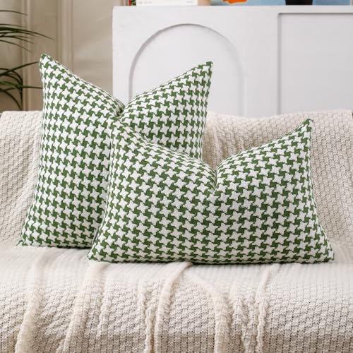 Perfect Combination of Green and White Throw Pillows, Exquisite Windmill Texture Pattern, is The Choice to Decorate The Farmhouse Living Room Sofa to Enhance The Visual Enjoyment - color: Green White, size: 20" x 12" (Pack of 2)