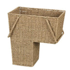 Household Essentials Wicker Stair Basket with Handles, Handwoven Seagrass, Natural - style: Seagrass and Corn Husk