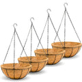 14 inch Metal Hanging Baskets For Plants Outdoor 4 Pack Round Metal Wire Hanging Basket Planter with Coco Fiber Liners Chain Round Wire Plant Holder for Garden, Patio, Deck, Porch Plants Flower Potss - size: 14 Inch, style: Watermelon