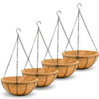 14 inch Metal Hanging Baskets For Plants Outdoor 4 Pack Round Metal Wire Hanging Basket Planter with Coco Fiber Liners Chain Round Wire Plant Holder for Garden, Patio, Deck, Porch Plants Flower Potss - size: 14 Inch, style: Watermelon