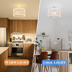 White Wood Beaded Boho Chandelier - Modern Nursery Ceiling Light Fixture, Beaded Semi Flush Mount Light, Farmhouse Lights for Bedroom Hallway Foyer Living Kids Room - color: White Chandelier