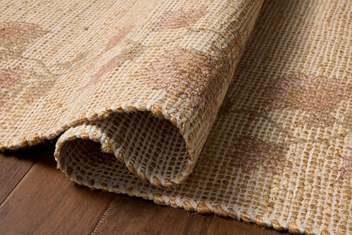 Loloi Chris Loves Julia Rue Collection RUE-05 Natural/Multi 8'-6" x 11'-6" Area Rug Jute Neutral Floral Living Room Bedroom Rug - color: Natural / Multi, size: 8'6" x 11'6" (Rectangular)