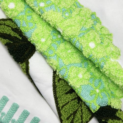 Alysheer Spring Hydrangea Embroidered Decorative Throw Pillow Covers 18"x 18" Set of 2, Summer Floral Tufted Patterned Green Cotton Cushion Cases for Couch Bed Living Room Decor - color: Hydrangea Green, size: 18" x 18" (Pack of 2)