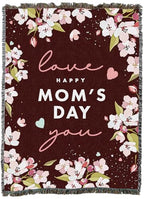 Pure Country Weavers Mom's Day Cherry Blossoms - Burgundy Blanket - Gift Tapestry Throw Woven from Cotton - Made in The USA (72x54) - color: Cherry Blossoms - Burgundy, size: 72x54